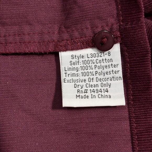 Johnny Was Jade Corduroy Dress Kappa Midi Ruffle XS Maroon Whimsigoth Cowgirl - Picture 10 of 12